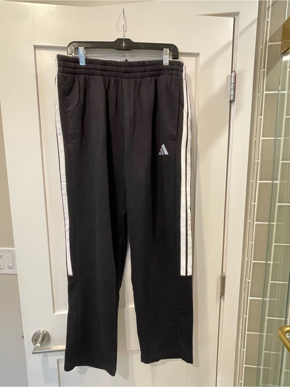 adidas Black Joggers with White Side Stripes